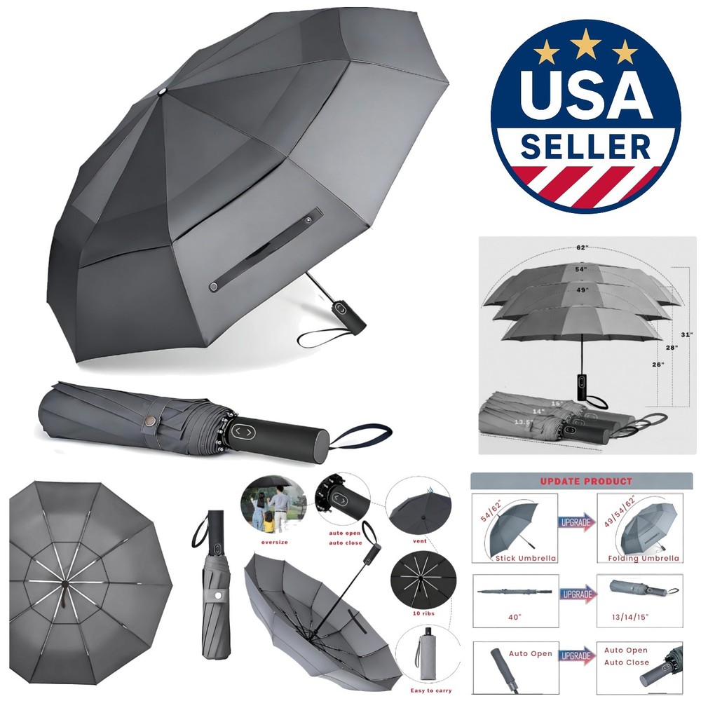 Versatile 49/54/62 Inch Golf Umbrella - Automatic Open, Double Canopy Design