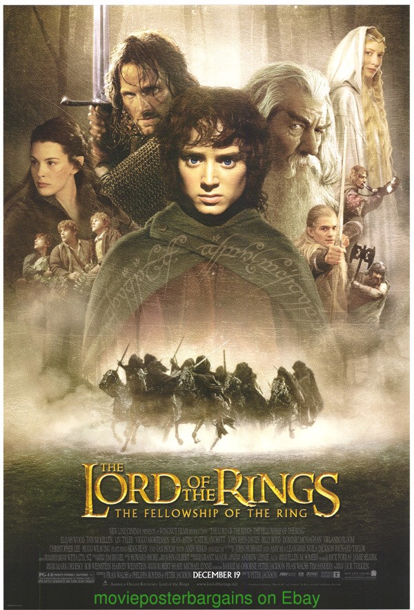 LORD OF THE RINGS FELLOWSHIP OF THE RINGS MOVIE POSTER Orig. 27x40 + LOTR MINI !
