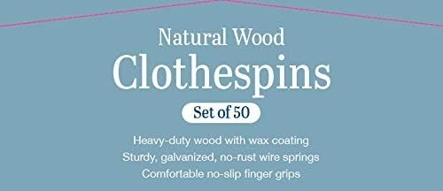 50 Pack Wooden Clothespins Natural Wood Clothes Pins for Hanging and Crafts