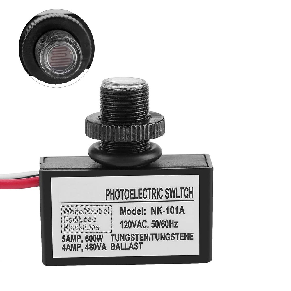 2 Pack Light Control Button Switch,2 Pack Photoelectric Switch,120V AC Outdoo...