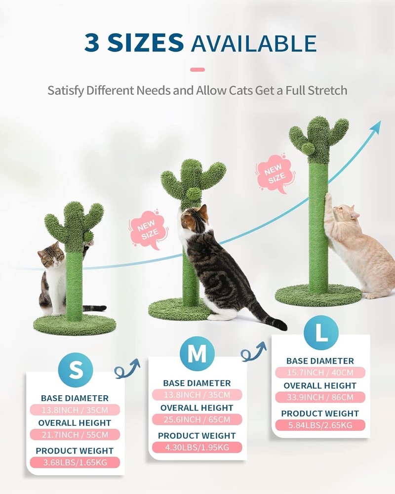 Made4Pets Cat Scratching Post Cactus Cat Scratcher Kitten Scratching Post with