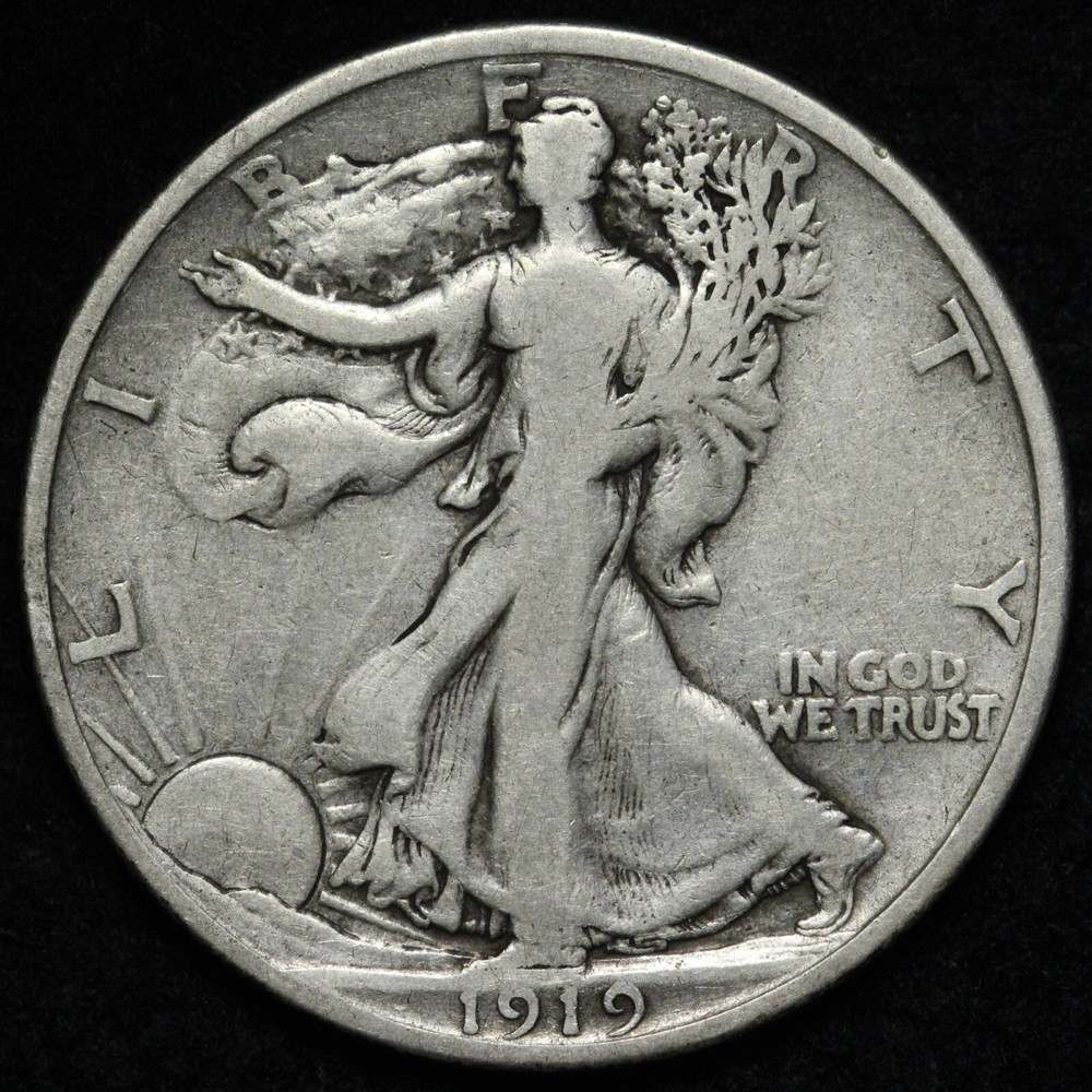 1919-D Walking Liberty Silver Half Dollar FINE/VF E356 VOCBQ