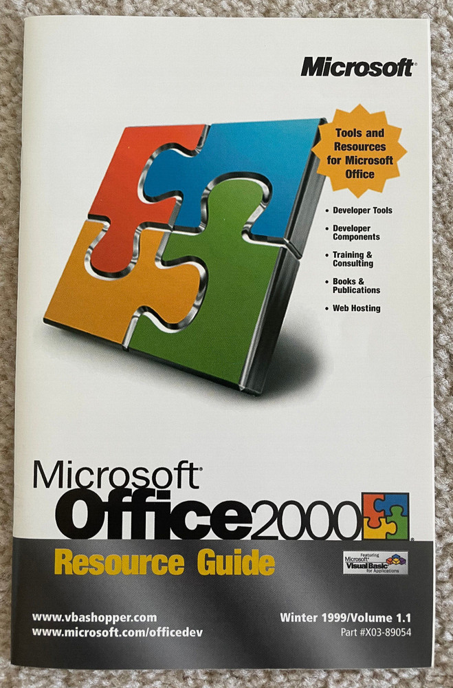 Microsoft Office 2000 Resource Guide Winter 1999 Developer Tools Booklet