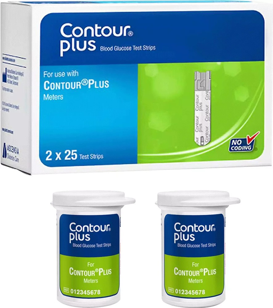 Contour Plus Blood Glucose Glucometer with 50 Test Strips Free