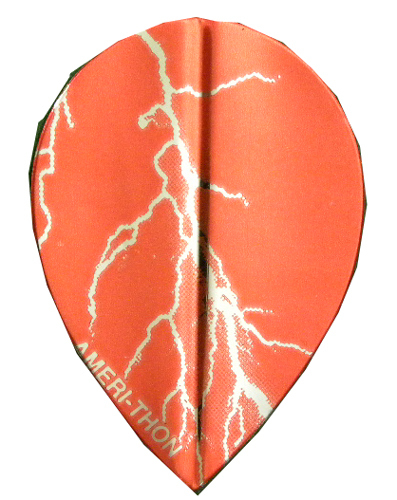 Dart Flights- 5 RED, Silver Lightning Teardrop Sets