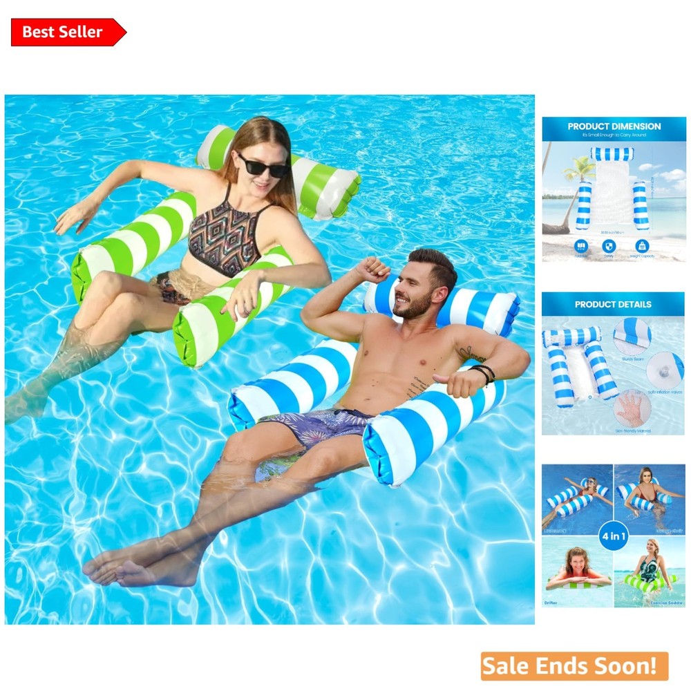 Versatile Inflatable Floating Hammock - Durable & Portable for Pools & Beaches
