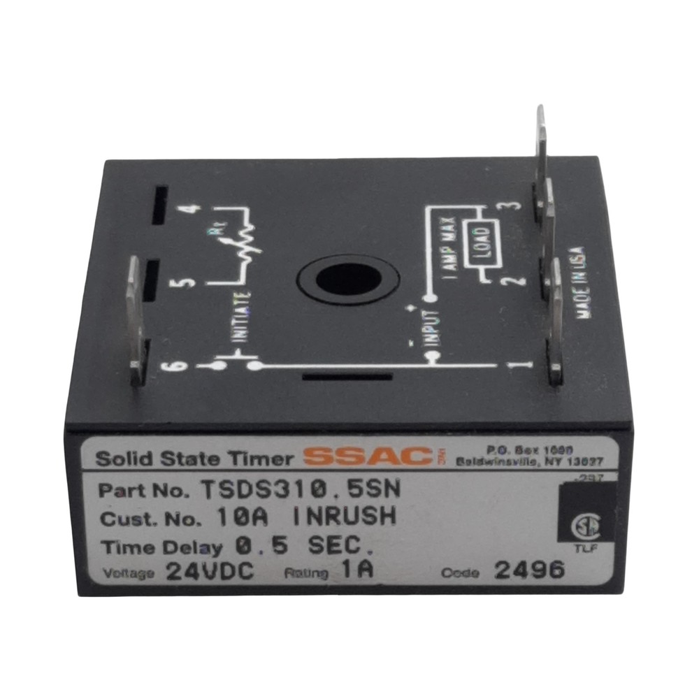 SSAC TSDS310.5SN Solid-State Time Delay Module, 0.5sec Delay, 24VDC, 1A Max