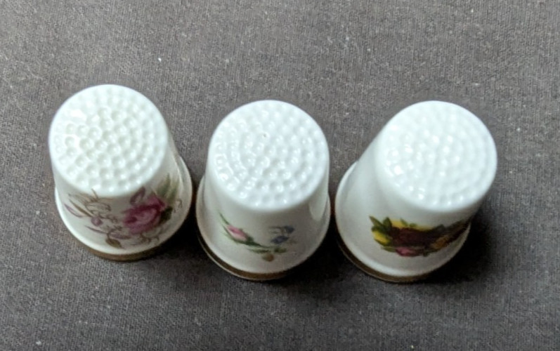 3 Royal Albert Rose Thimbles - Original Boxes