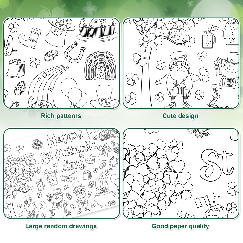 JarThenaAMCS St. Patrick’s Day Giant 52" x 31.5" (Rectangular), Black White