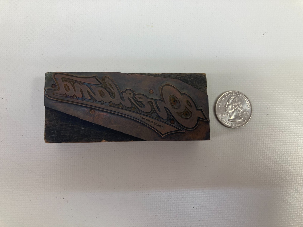 Printing Letterpress Printers Block Overland Car Script