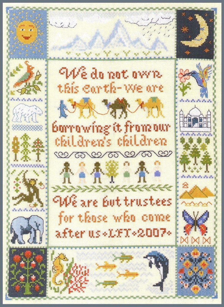 First Nation Sampler - complete cross stitch kit on 14 aida with COLOUR chart