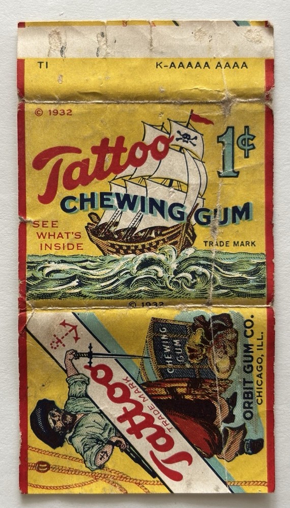 1932 Orbit Chewing Gum Tattoo Wrapper Orbit Gum Co