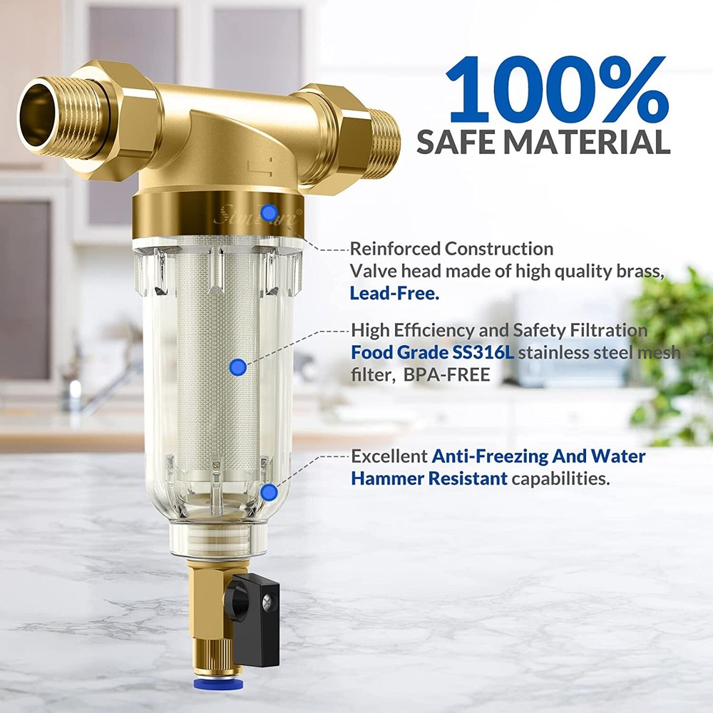 Reusable Spin Down Sediment Water Filter Whole House 40 Micron Pre-Filter System