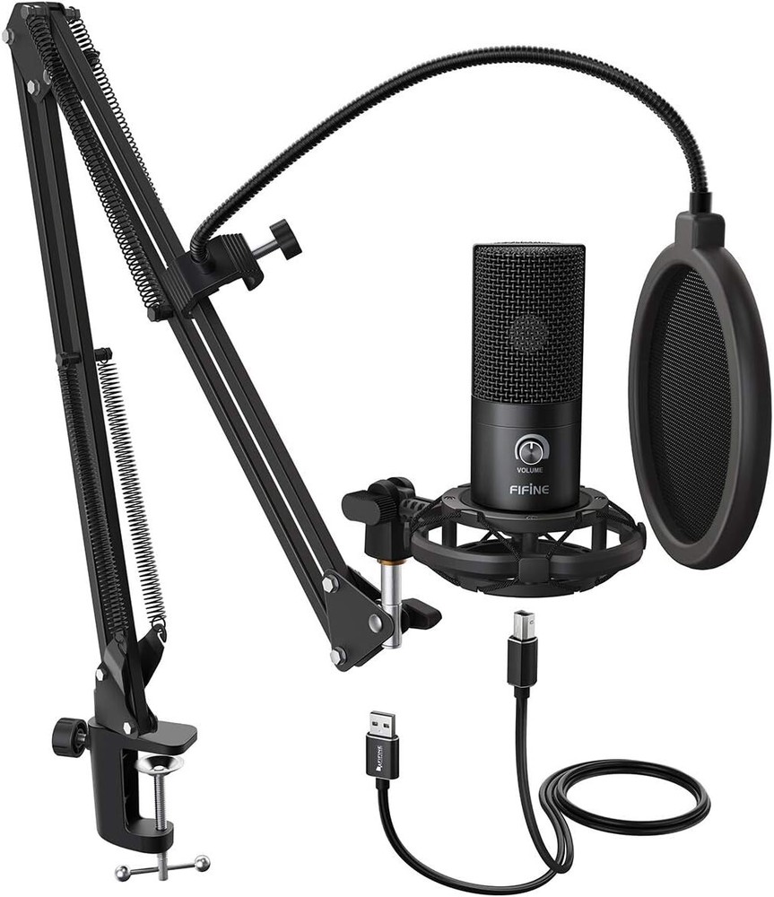 USB Condenser Microphone Kit with Adjustable Boom Arm for Streaming & Podcasting