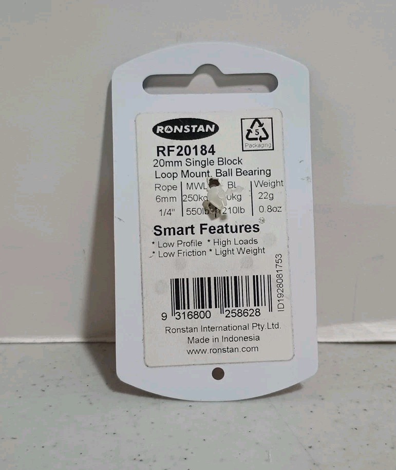 Ronstan RF20184 20mm Single Block Loop Mount Ball Bearing