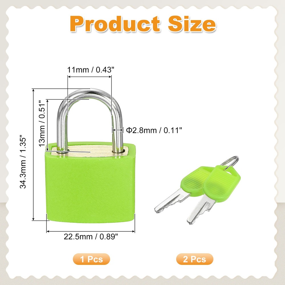 Padlock with Keys Shackle Waterproof Keyed Locks Green