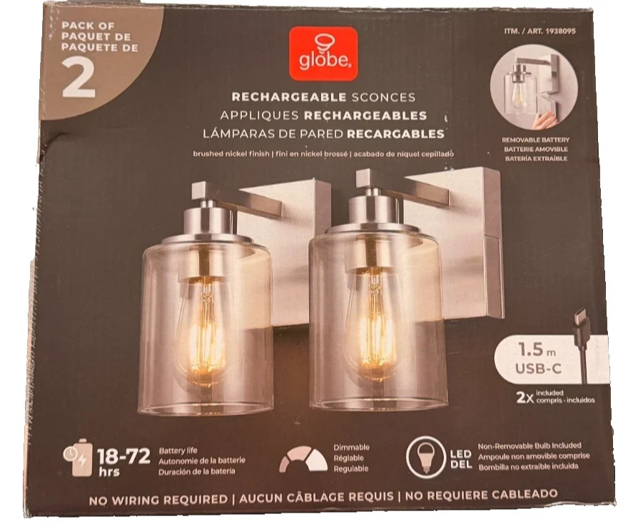 Globe 2-Pack Silver Wall Sconce