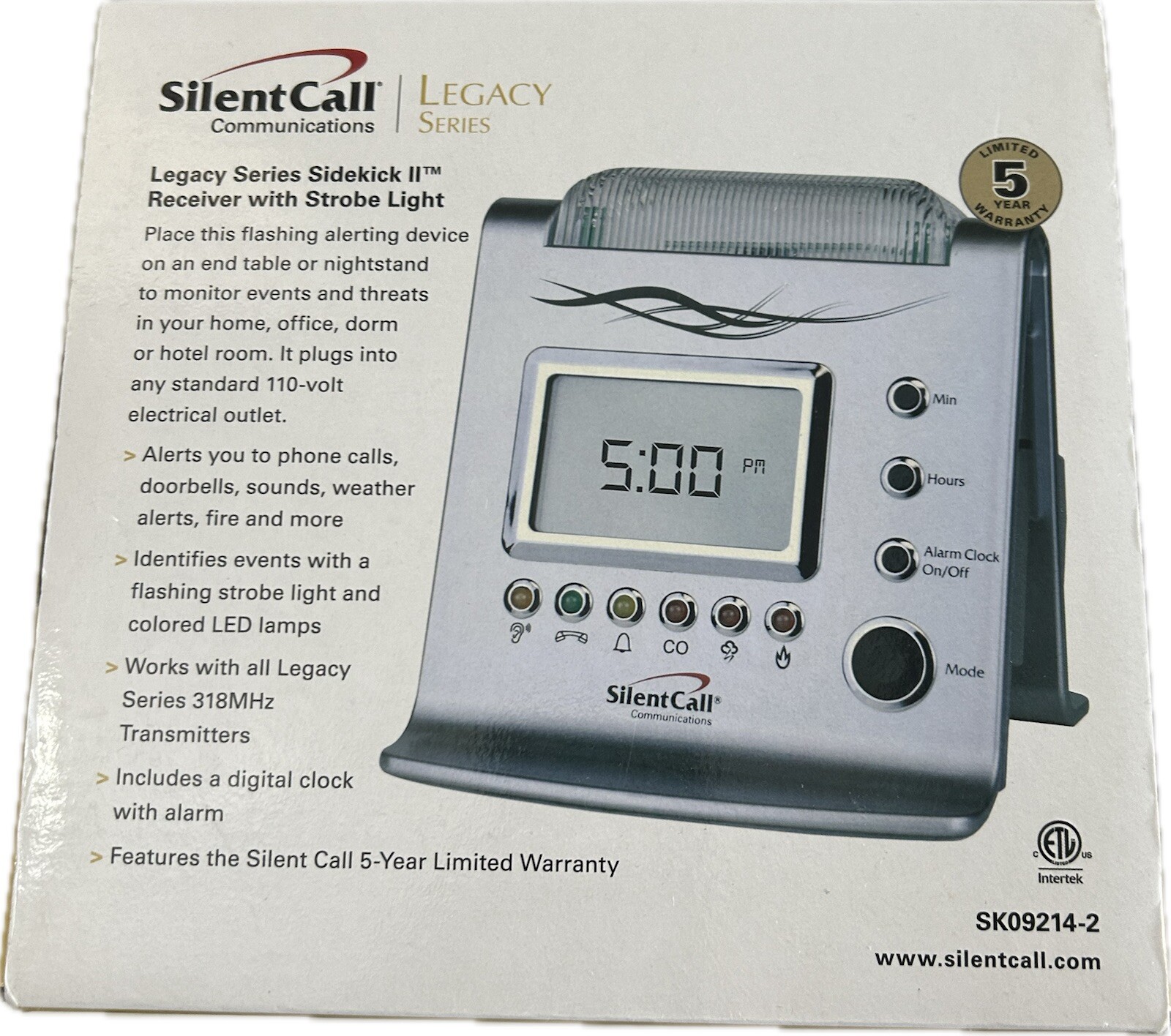Silent Call Communications Receiver Sidekick II w/Strobe Light, Legacy Series.