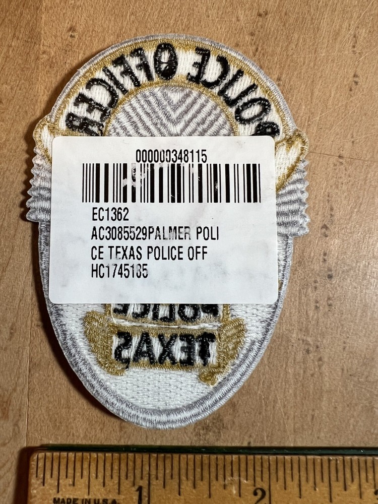Palmer Texas TX Police Officer Patch Silver