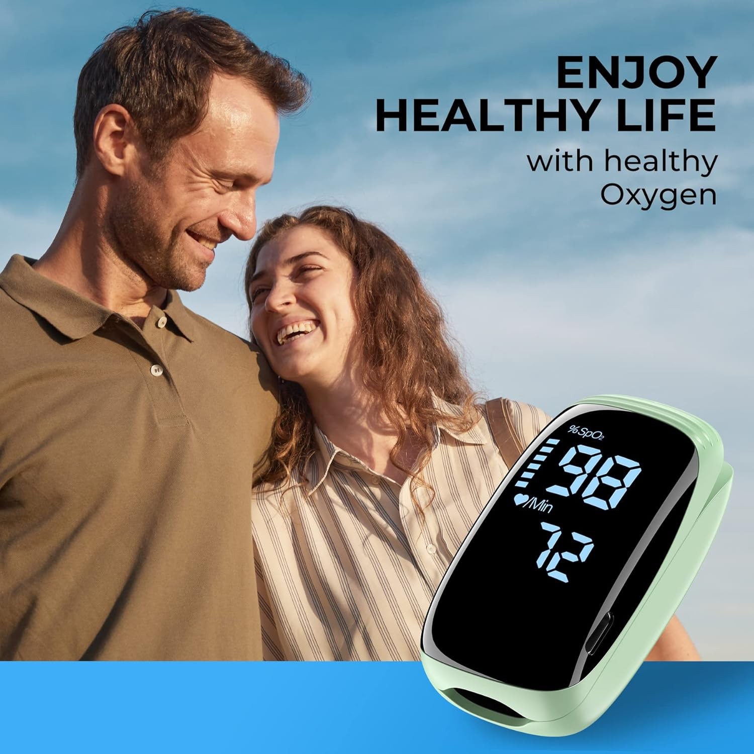 Finger Pulse Oximeter, Fingertip Blood Oxygen Saturation with Pulse Monitor Rech