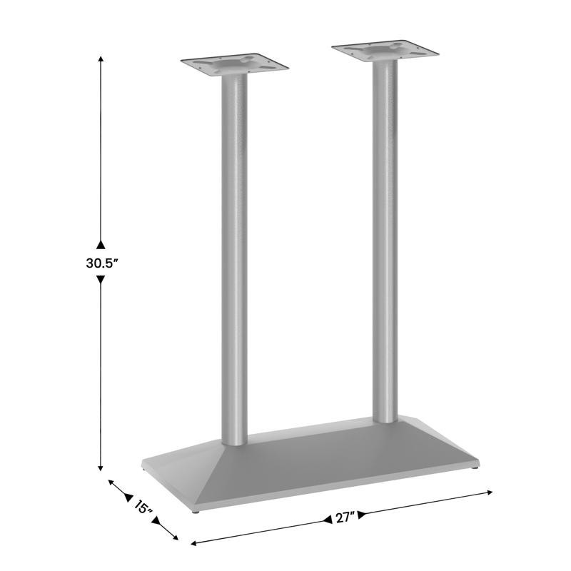27" x 15" Restaurant Table Base with Double Column Table Height Column in Silver