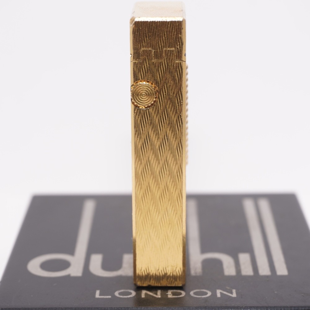 Dunhill Rollagas Lighter Gold CHEVRON Pattern-Ultrasonically cleaned_Working