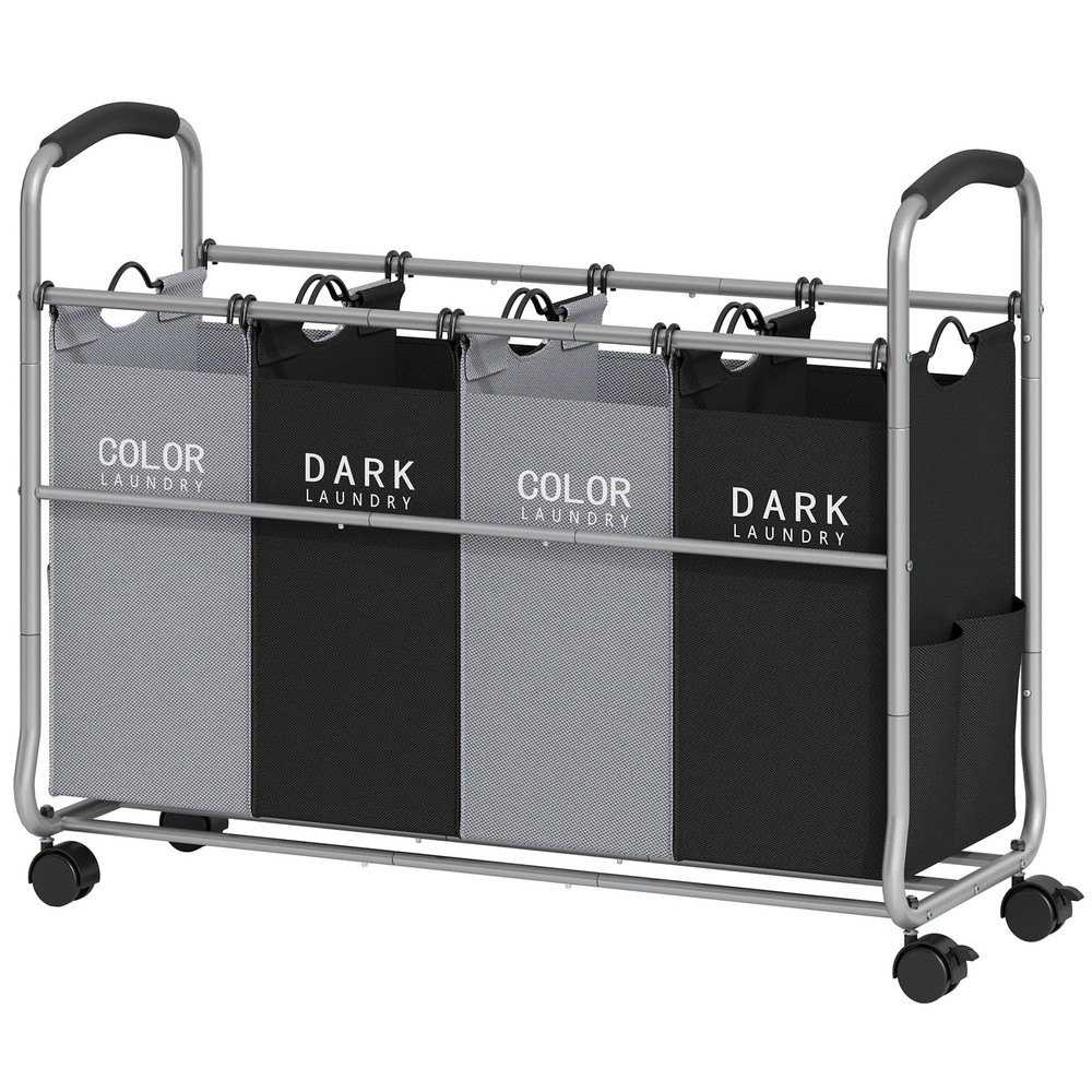 Laundry Sorter 4 Sections, Laundry Separator Hamper with Heavy Duty Lockable ...
