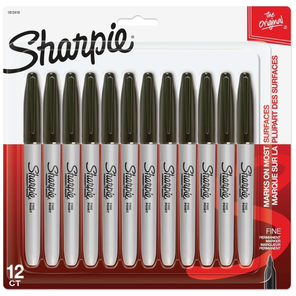 Fine Point Permanent Markers Black Ink 12 Count Pack