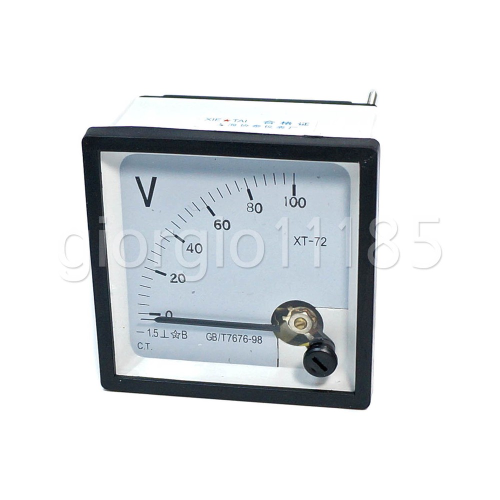 DC 0~100V Square Analog Volt Pointer Needle Panel Meter Voltmeter XT-72