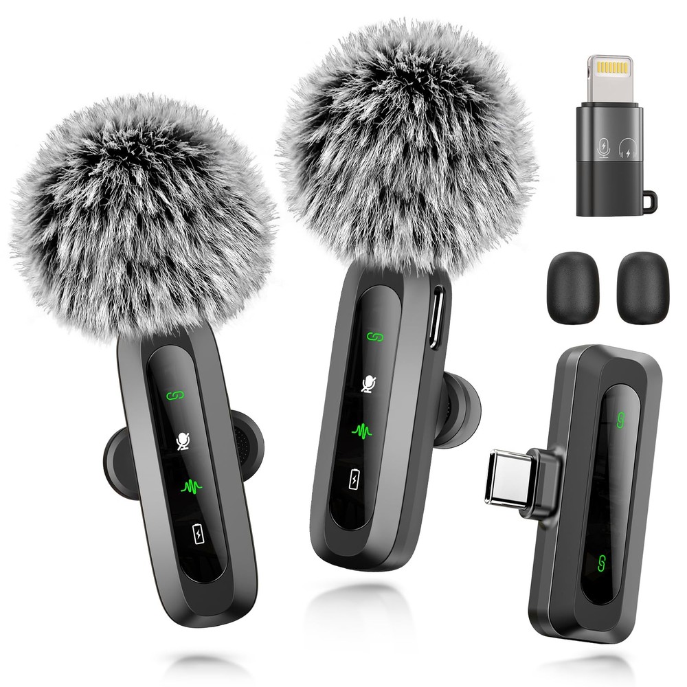 Utsund Wireless Microphone Black LED Display for iPhone and Android, Black6