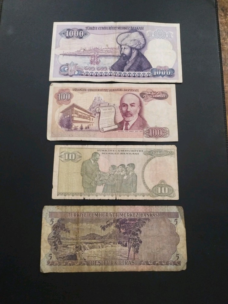 Turkey 4 different banknotes 1960s-1980s
