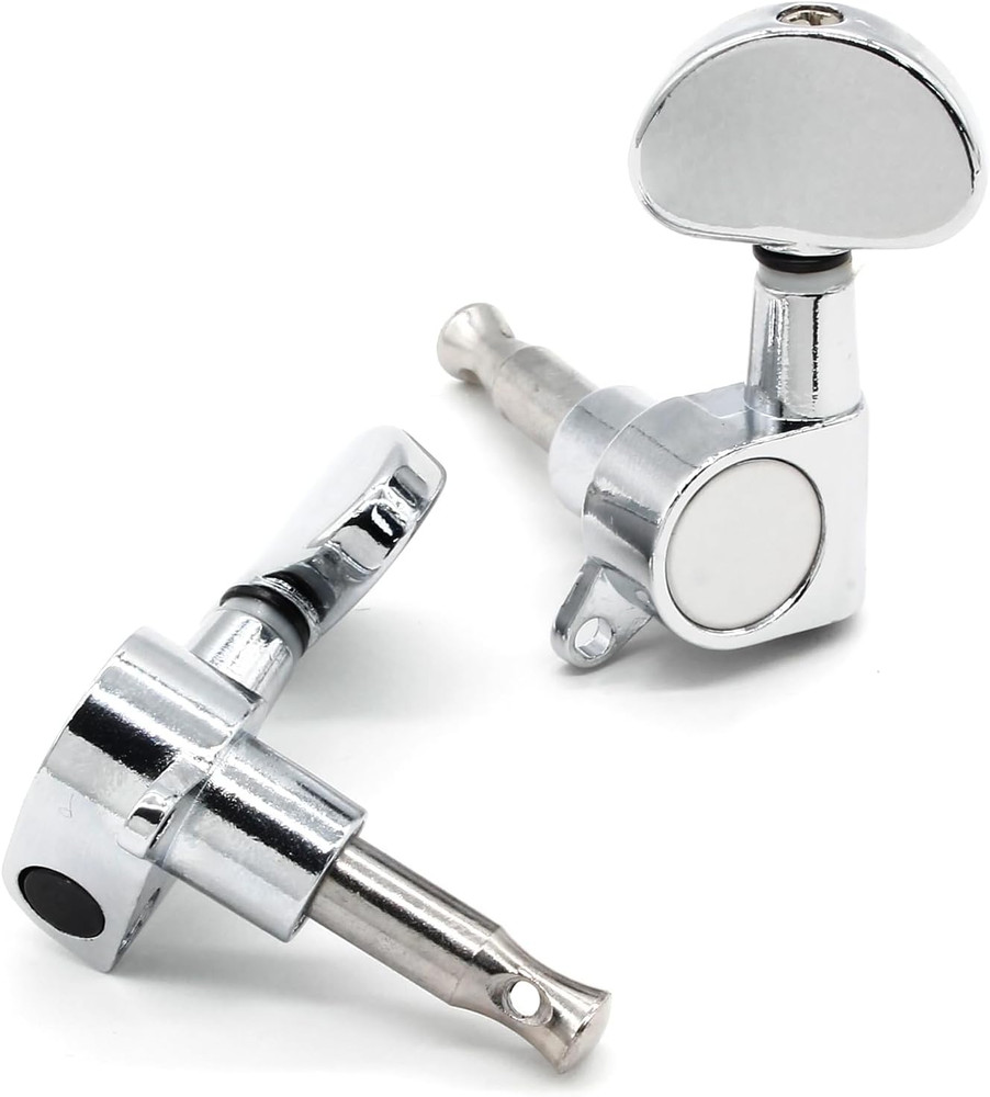 6Pcs 3+3 Guitar Tuning Pegs, Chrome Guitar Tuners Machine Head Knobs, String ...