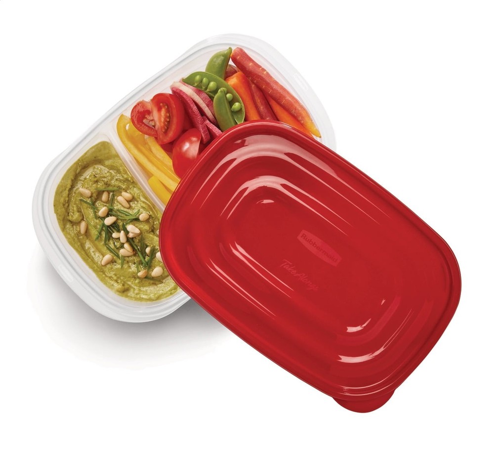 (2 pack) Take alongs Divided Rectangular Food Storage Containers,3.7 Cup, 3-Pack