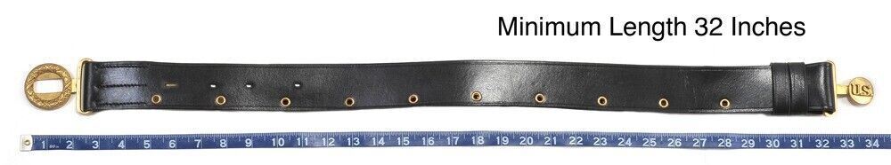 US Officers Black Leather Belt with Oak Leaves Military New