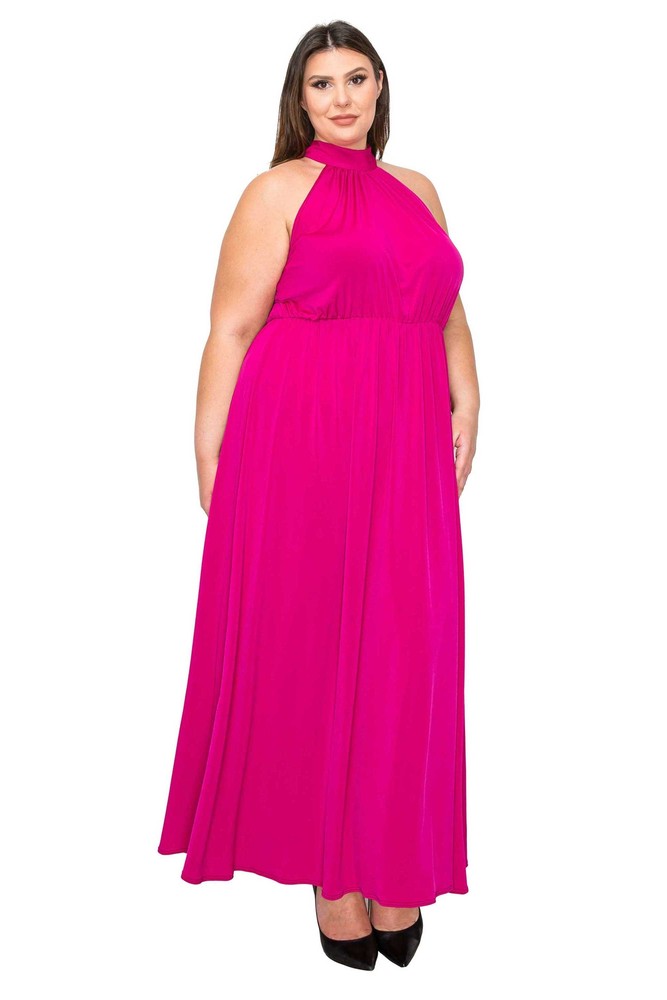 PLUS SIZE Halter Neck Maxi Dress 2