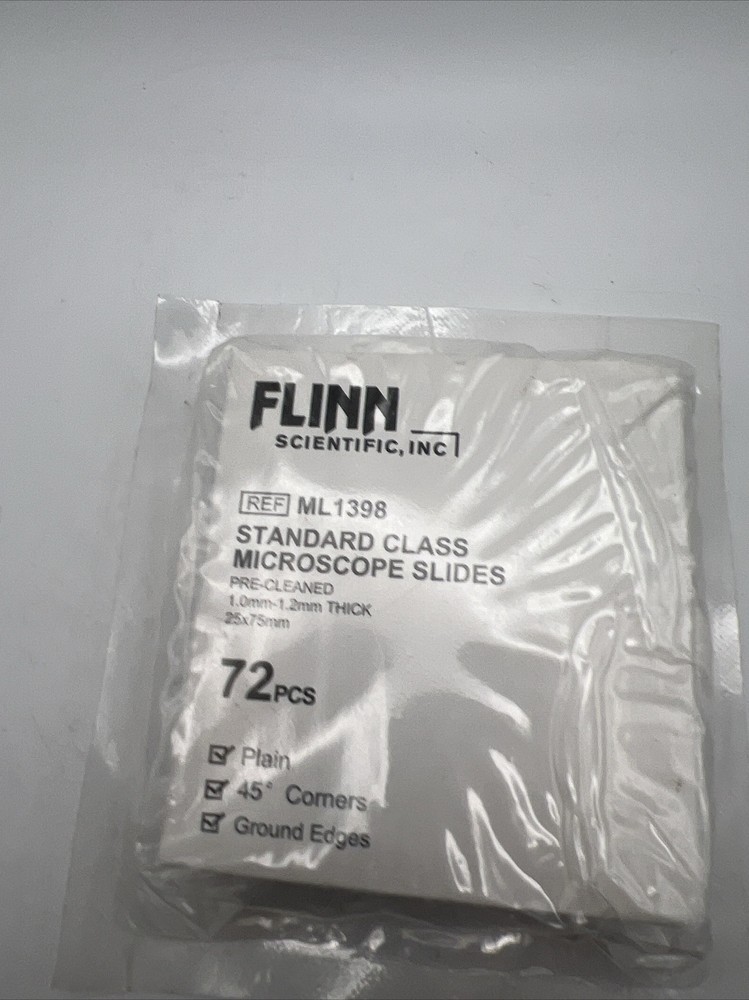 Flinn Scientific ML1398 Standard Class Microscope Slides Pre-cleaned 72 pcs