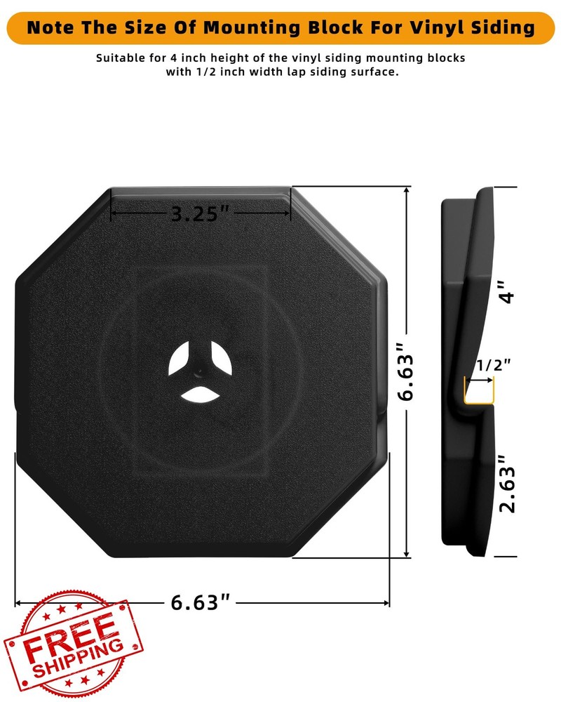 Octagon Vinyl Siding Mounting Block Black 1 Pack