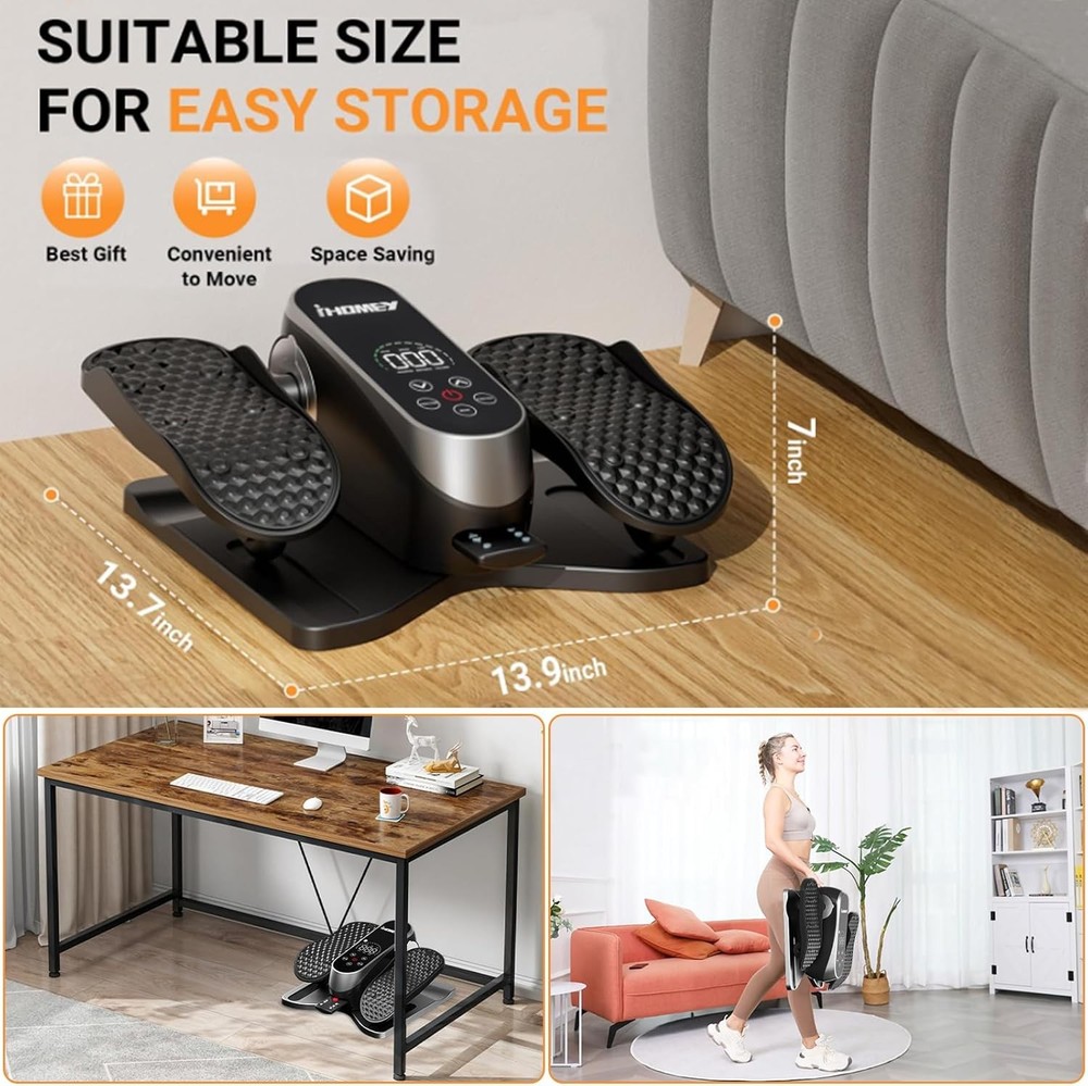 Under Desk Elliptical Machine Leg Exercise Machine with Monitor, Remote Control