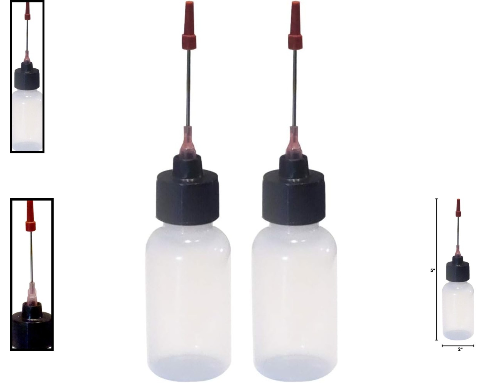 Reusable 1oz Plastic Squeeze Bottle Set with Stainless Applicators for Fitness