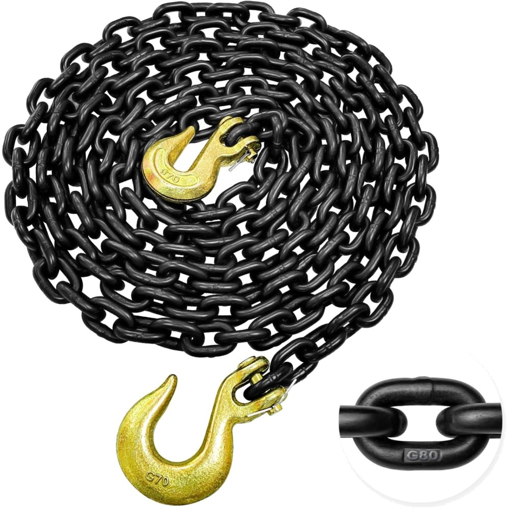 14ft Grade 80 Log Chain 5/16'' - Reliable 4,900 lbs WLL for Towing & Pulling