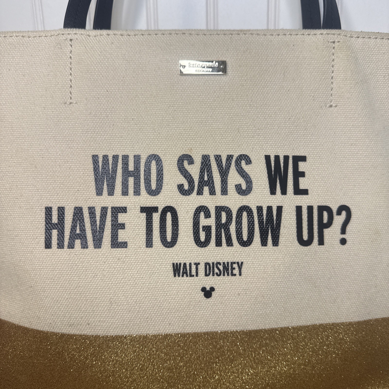 “Who Says We Have to Grow Up?'' Kate Spade Canvas Glitter Tote Disney