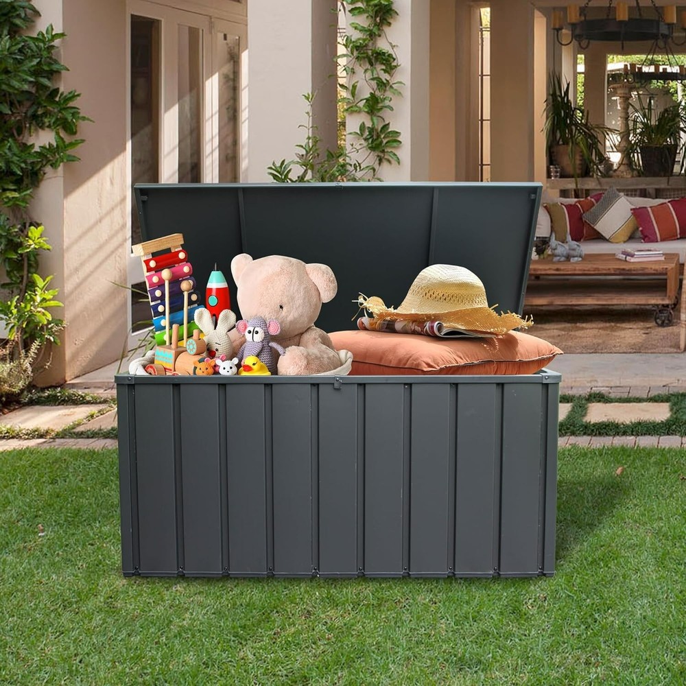 SHPAI 100 Gallon Deck Box, Lockable Storage Container with Galvanized Steel