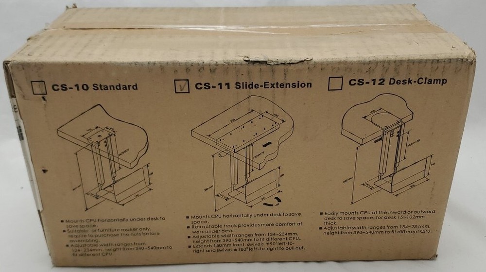 Under Desk CS-11 Slide Extension Sliding CPU Holder Computer Mount ~ New