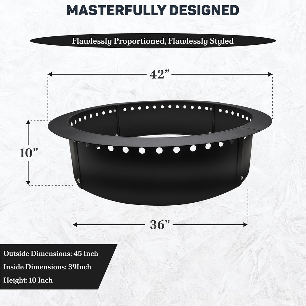 FEBTECH 42” Smokeless Fire Pit Insert with Heat Resistant Coating
