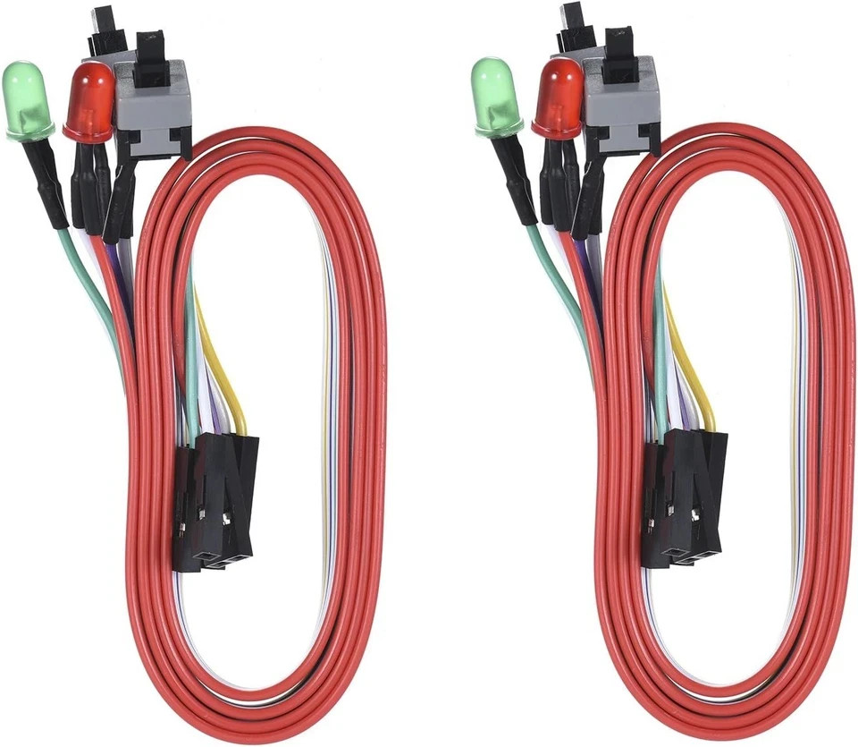 2 Pack 2-Pin PC Power Switch Cable 27-inch Desktop On Off Reset Push Button ATX