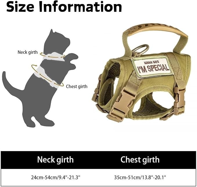 Tactical Cat Harness and Leash Set for Walking Escape Proof Adjustable Large ...