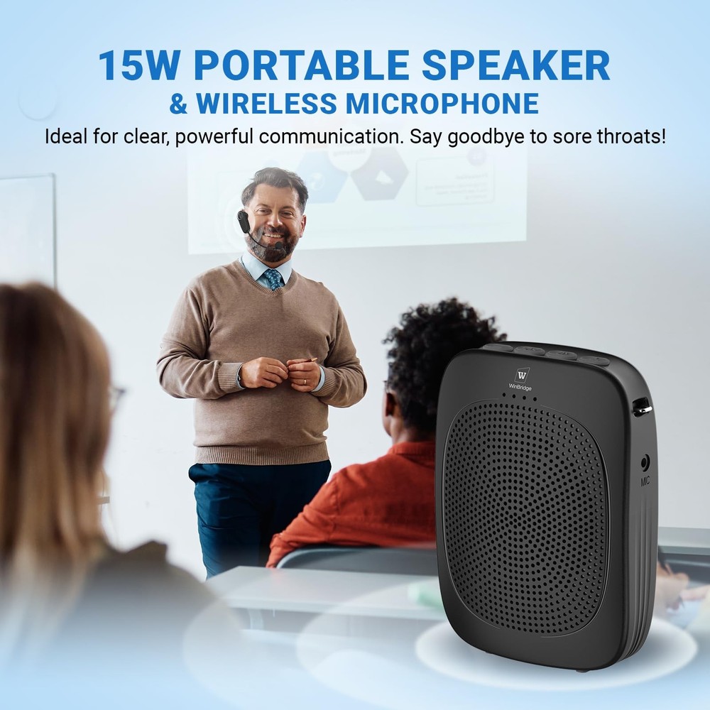 Wireless Voice Amplifier with Headset Microphone,Personal Wireless Bluetooth ...