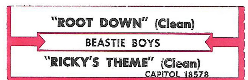 Beastie Boys, Root Down (Clean)/Ricky's Theme (Clean), Jukebox Label 45