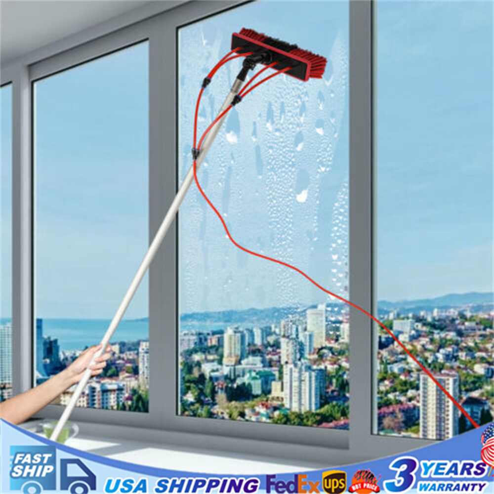 Window Solar Panel Cleaning Extendable Telescopic Pole Water Fed Brush Washer
