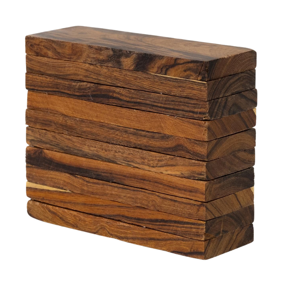 Exotic Wood - Hardwood Ironwood Blanks - 5 1/8 x 1 1/4 x 3/8 inches – Pack of 10